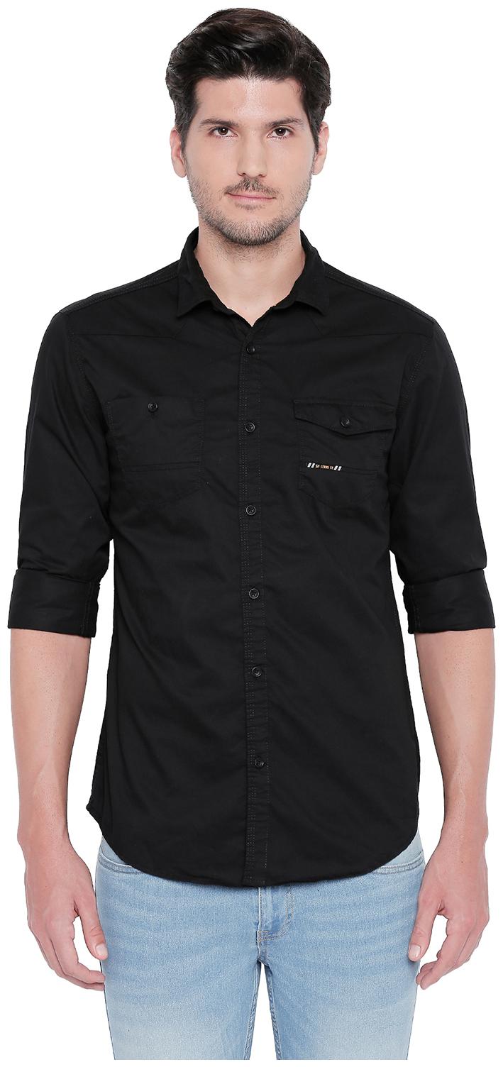 

SF Jeans By Pantaloons Men Black Solid Regular Fit Casual Shirt