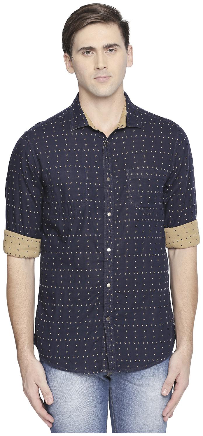 

SF Jeans By Pantaloons Men Blue Printed Slim Fit Casual Shirt