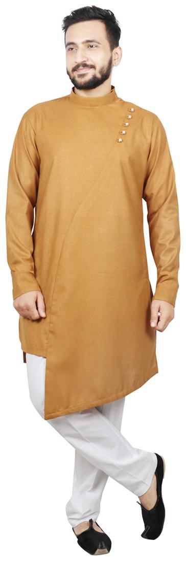 

SG LEMAN Blended Solid Kurta Pyjama Brown