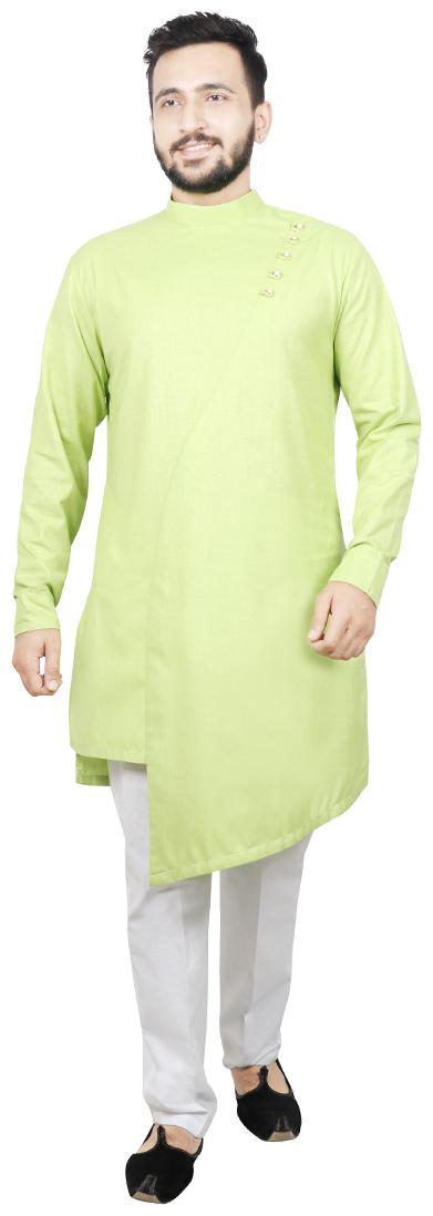 

SG LEMAN Blended Solid Kurta Pyjama Green