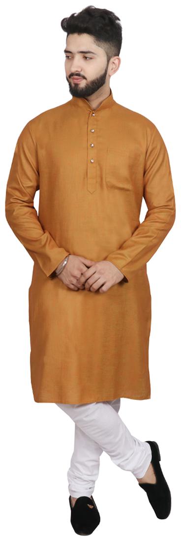 

SG LEMAN Brown Cotton Kurta Payjama Set