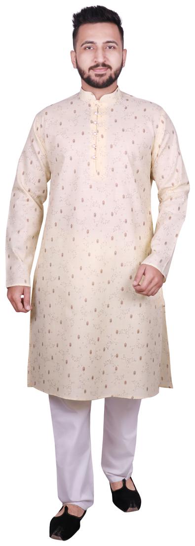 

SG LEMAN Yellow Printed Kurta and Pyjamas
