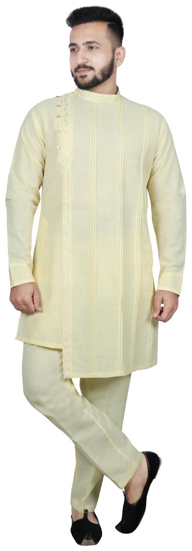 

SG LEMAN Yellow Solid Kurta and Trousers