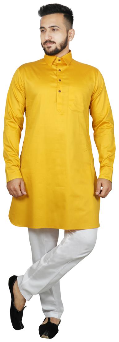 

SG LEMAN Yellow Solid Kurta and Trousers