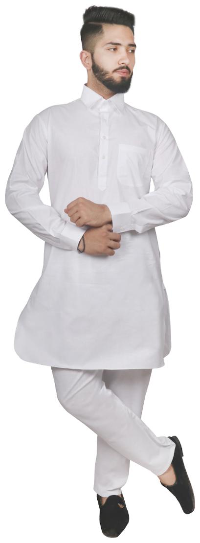 

SG LEMAN Cotton Solid Festival White Kurta Pyjamas