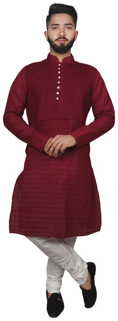 

SG LEMAN Cotton Solid Festival Maroon Kurta Pyjamas