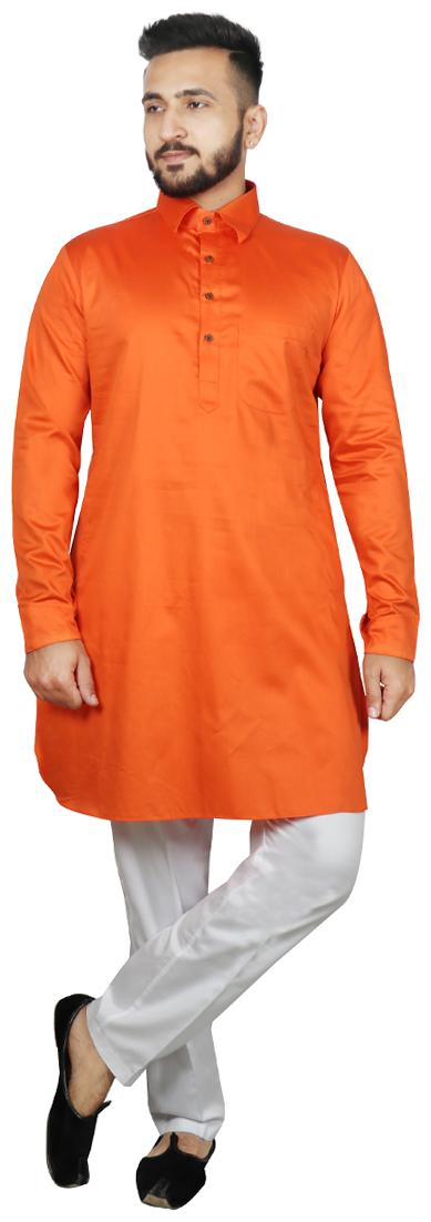 

SG LEMAN Orange Solid Kurta and Trousers