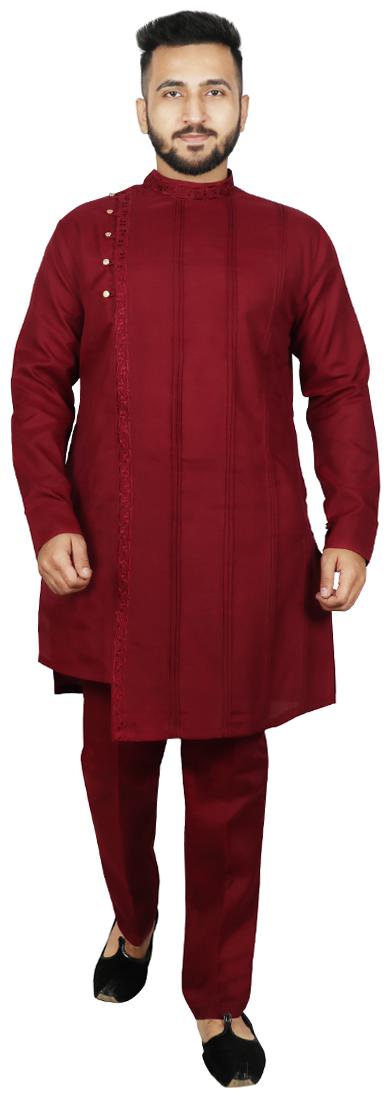 

SG LEMAN Maroon Solid Kurta and Trousers