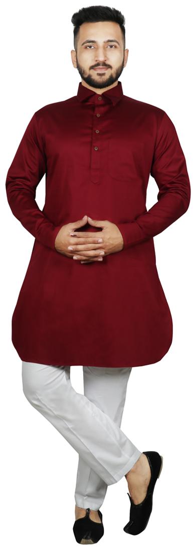 

SG LEMAN Maroon Solid Kurta and Trousers