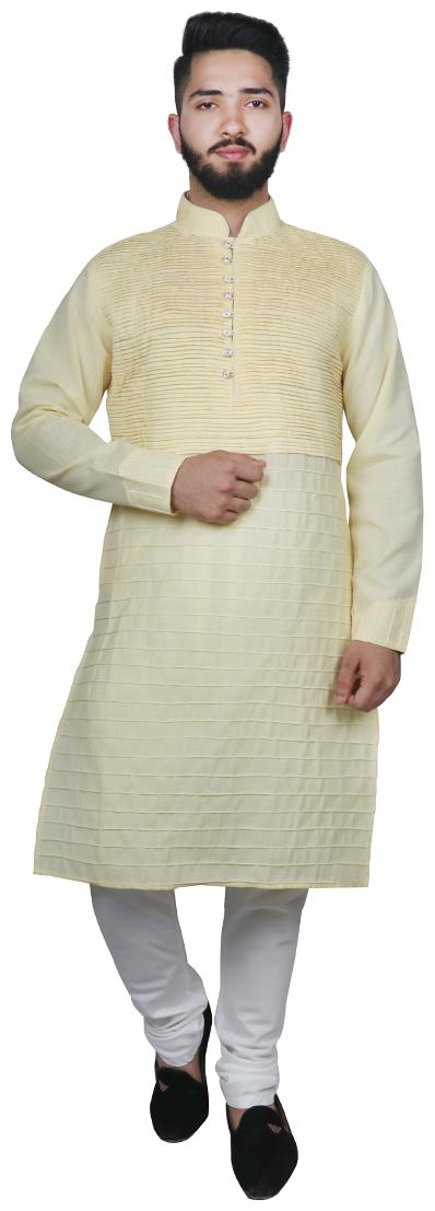 

SG LEMAN Cotton Solid Festival Yellow Kurta Pyjamas