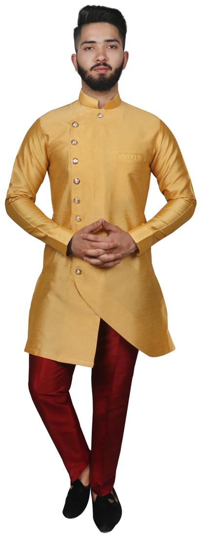 

SG LEMAN Cotton Solid Festival Yellow Kurta Pyjamas