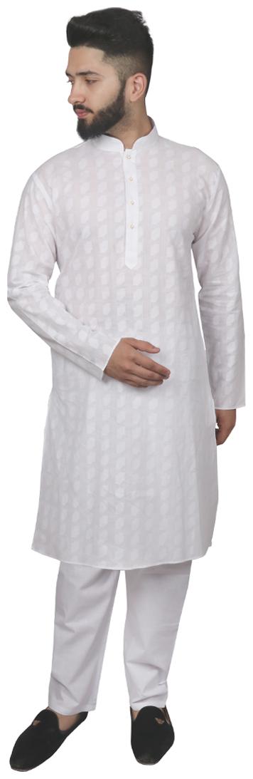 

SG LEMAN Cotton Solid Festival White Kurta Pyjamas