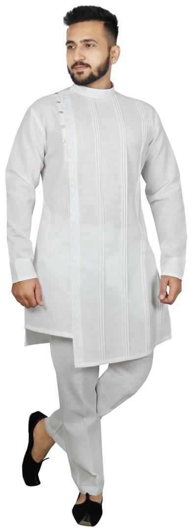 

SG LEMAN White Solid Kurta and Trousers