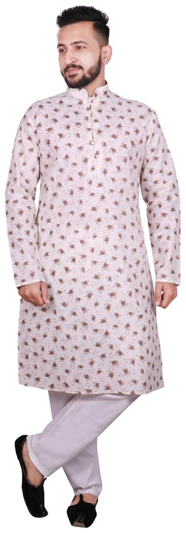 

SG LEMAN Cream Floral print Kurta and Pyjamas