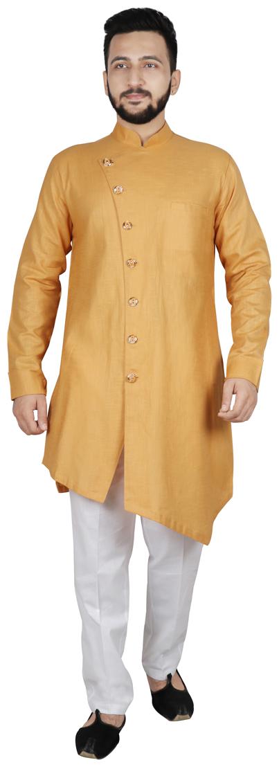 

SG LEMAN Drap Kurta with Pyjama Set For Men Beige