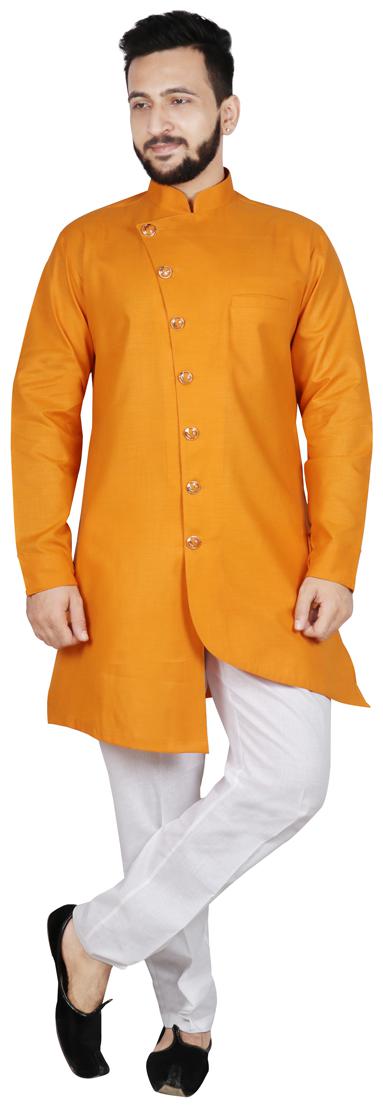

SG LEMAN Drap Kurta with Pyjama Set For Men Yellow