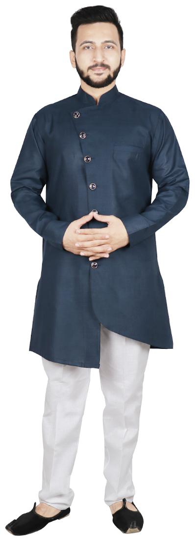

SG LEMAN Drap Kurta with Pyjama Set For Men Blue