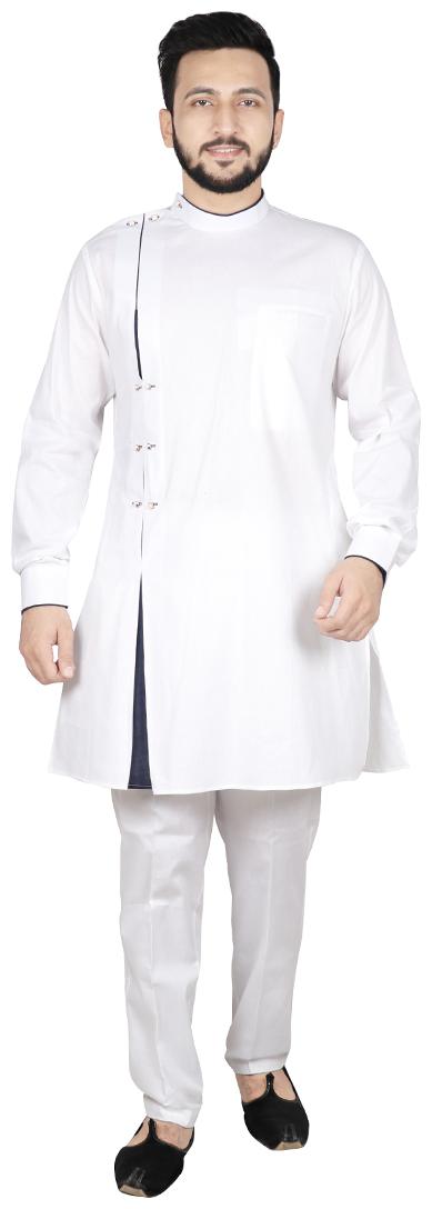 

SG LEMAN Drap Kurta with Pent Set For Men White color
