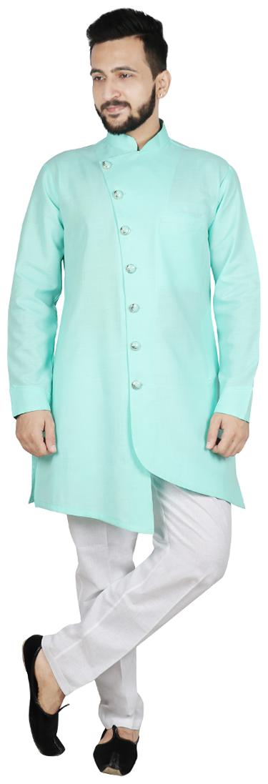 

SG LEMAN Drap Kurta with Pyjama Set For Men Green
