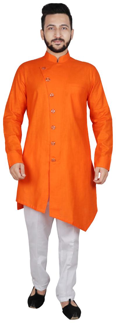 

SG LEMAN Drap Kurta with Pyjama Set For Men Orange
