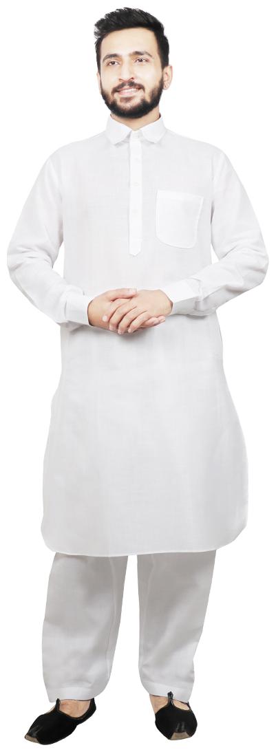 

SG LEMAN Dupion Solid Men White Kurta Pyjama