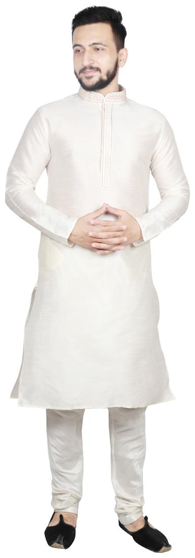 

SG LEMAN Dupion Kurta Pyjama For Men White Color