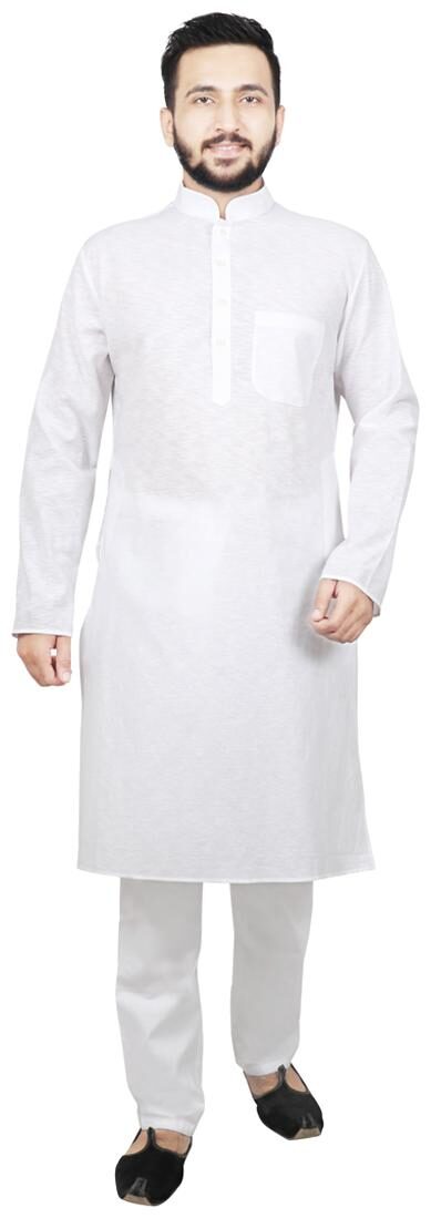 

SG LEMAN Dupion Solid Men White Kurta Pyjama