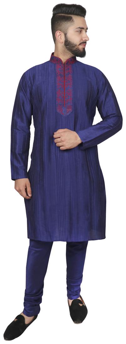 

SG LEMAN Dupion Solid Festival Blue Kurta Pyjamas