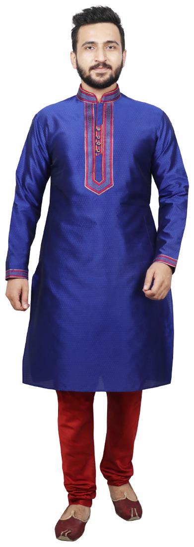

SG LEMAN Dupion Printed Men Blue Kurta Pyjama