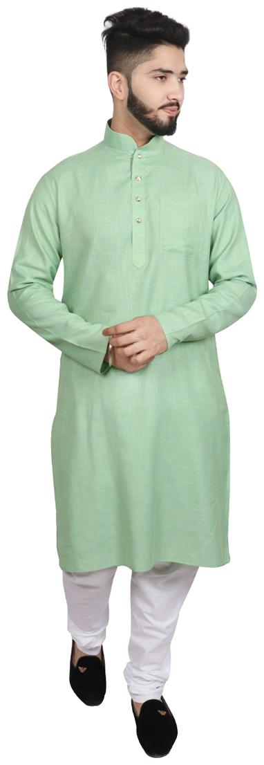 

SG LEMAN Green Cotton Kurta Payjama Set