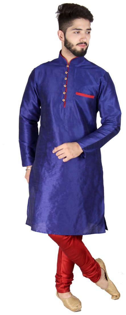 

SG LEMAN Kurta Pyjama set for Men - Blue Red