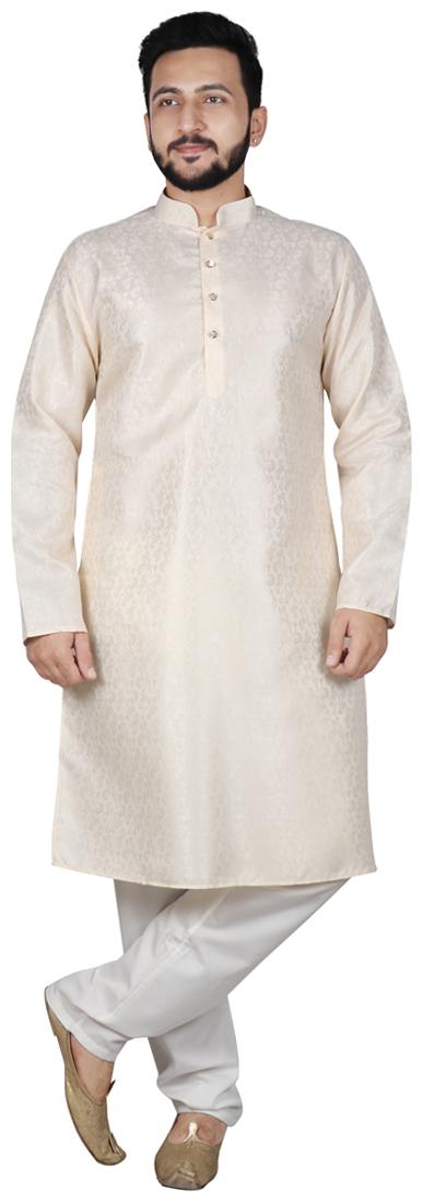 

SG LEMAN Kurta Pyjama Set For Men Beige and White color