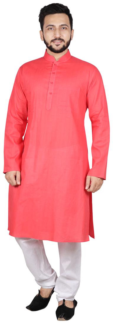 

SG LEMAN Kurta Pyjama Set For Men Pink and White color
