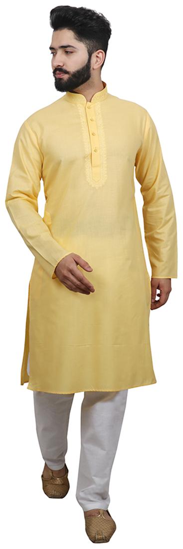 

SG LEMAN Kurta pyjamas For Men - Yellow