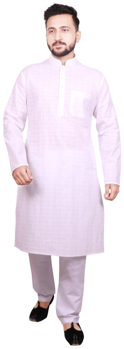 

SG LEMAN White Checked Kurta and Pyjamas