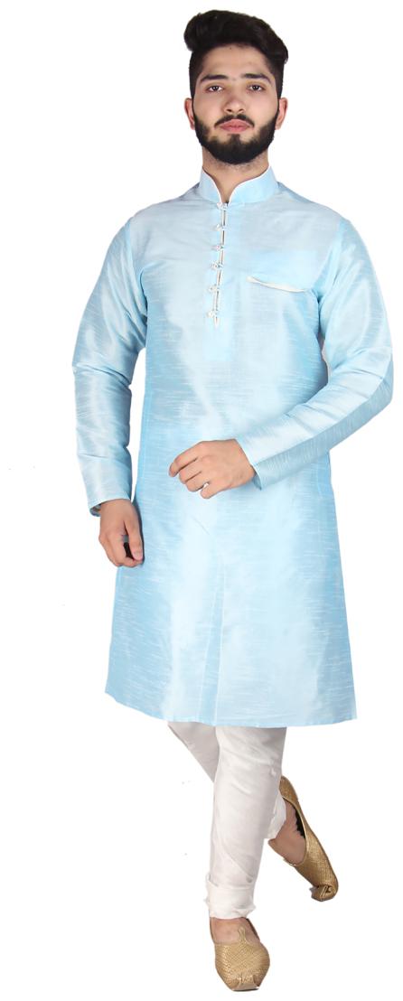 

SG LEMAN Kurta Pyjama set for Men - Turquoise White