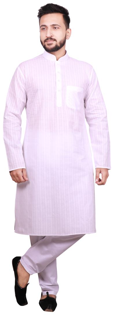 

SG RAJASAHAB White Checked Kurta and Pyjamas