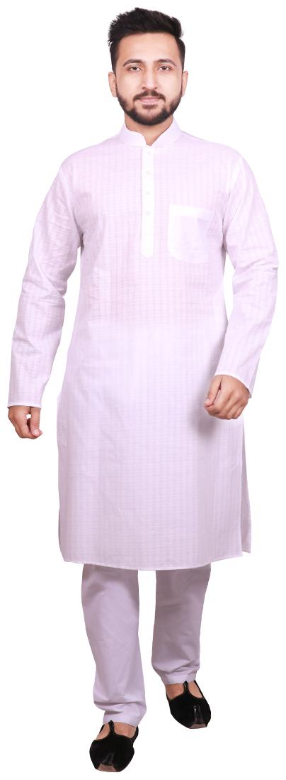 

SG LEMAN White Checked Kurta and Pyjamas