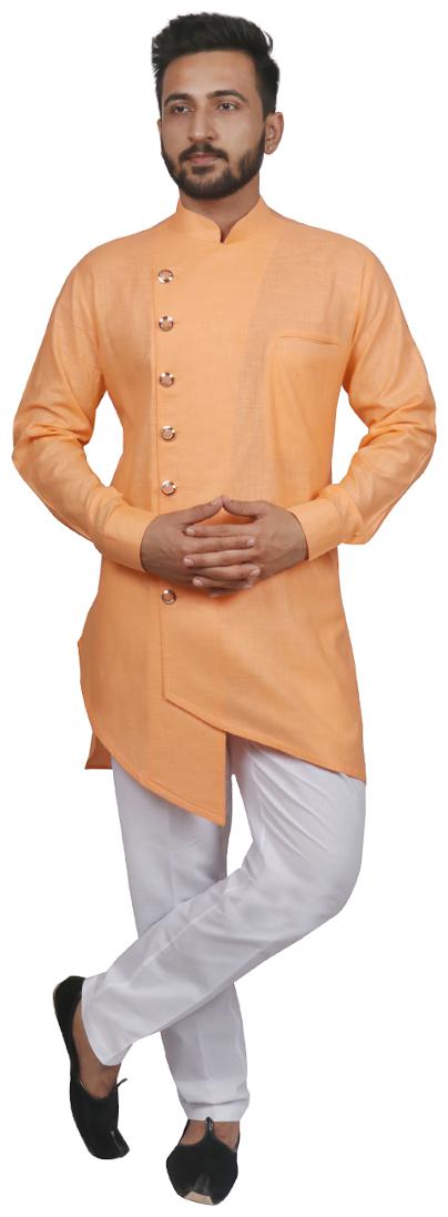 

SG LEMAN Kurta pyjama set For Men Orange White