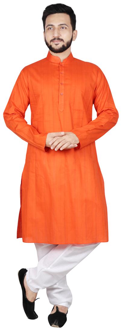 

SG LEMAN Kurta Pyjama Set For Men Orange and White color