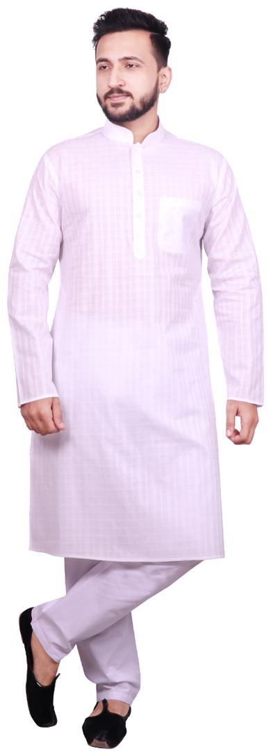 

SG LEMAN White Checked Kurta and Pyjamas