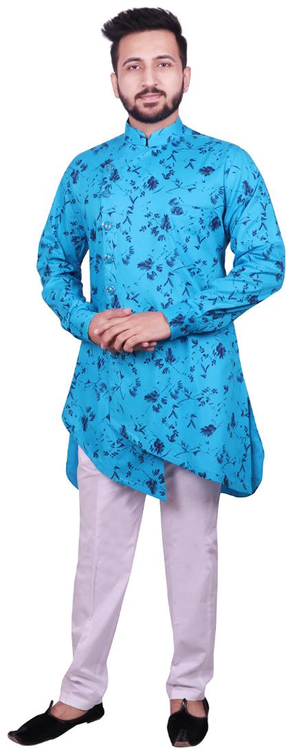 

SG LEMAN Turquoise Printed Kurta and Pyjamas
