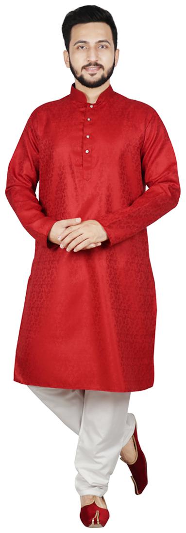 

SG LEMAN Kurta Pyjama Set For Men Maroon and White color