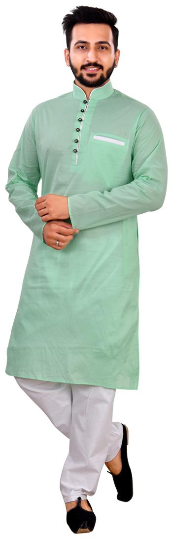 

SG LEMAN Kurta Pyjama set for Men Green