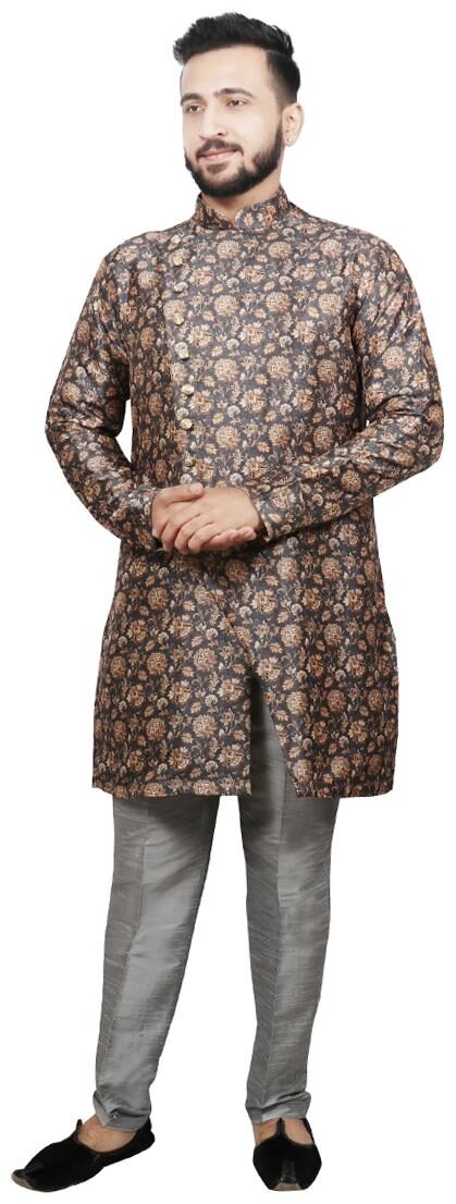 

SG LEMAN Brown Floral print Kurta and Trousers