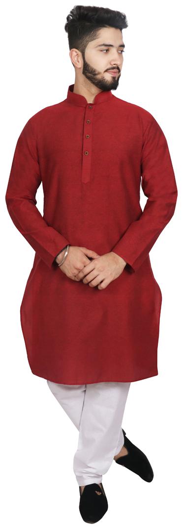 

SG LEMAN Kurta Pyjama set for Men - Maroon White
