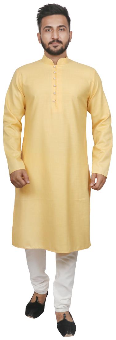 

SG LEMAN Kurta Pyjama set For Men Yellow color