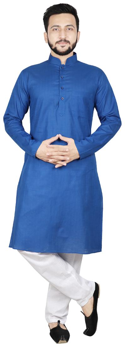 

SG LEMAN Kurta Pyjama Set For Men Blue and White color