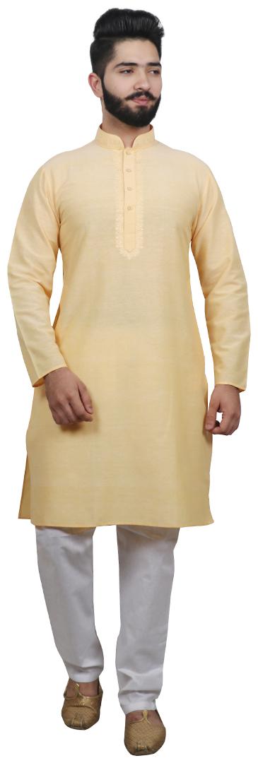 

SG LEMAN Kurta pyjamas For Men - Yellow