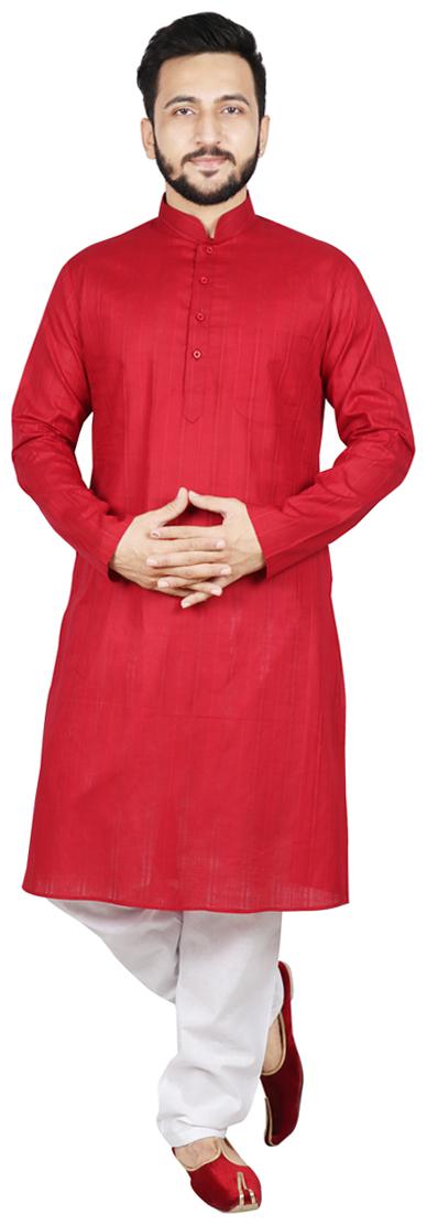 

SG LEMAN Kurta Pyjama Set For Men Maroon and White color